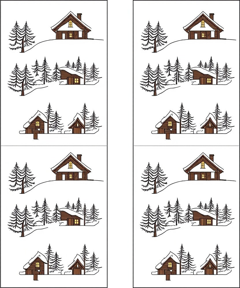 Woodland Winter Cabin Scene Rug