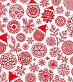 Crimson Snowflakes Holiday Whimsical Medallions Rug