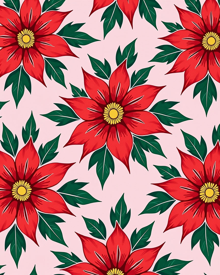 Bright Red Floral Bloom Background Rug