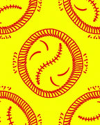 Red Baseball Yellow Graphic Repeat Rug