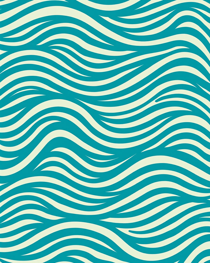 Ocean Blue Creamy Waves Rug
