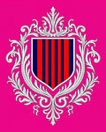 Baroque Red Blue Striped Crest Rug