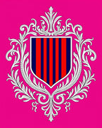 Baroque Red Blue Striped Crest Rug