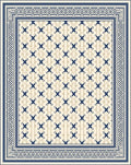 Navy Blue Cream Trellis Border Rug
