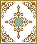 Golden Teal Scrollwork Medallion Rug