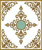 Golden Teal Scrollwork Medallion Rug