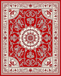 Crimson White Intricate Floral Medallion Rug