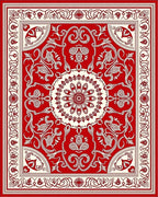 Crimson White Intricate Floral Medallion Rug