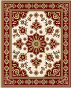 Crimson Gold Ornate Floral Medallion Rug