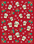 Cute Santa Puppy Snowflakes Wreath Holiday Rug
