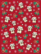 Cute Santa Puppy Snowflakes Wreath Holiday Rug