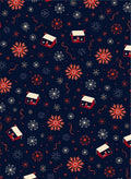 Navy Red White Starflake Houses Rug