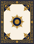 Gold Sunburst Navy Border Rug