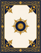 Gold Sunburst Navy Border Rug