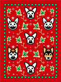 Festive Red Dog Christmas Holly Scatter Rug