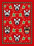 Festive Red Dog Christmas Holly Scatter Rug