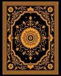Ornate Orange Floral Medallion Black Rug