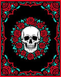 Gothic Skull Red Rose Frame Rug