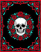 Gothic Skull Red Rose Frame Rug