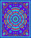 Vibrant Purple Psychedelic Floral Sun Rug