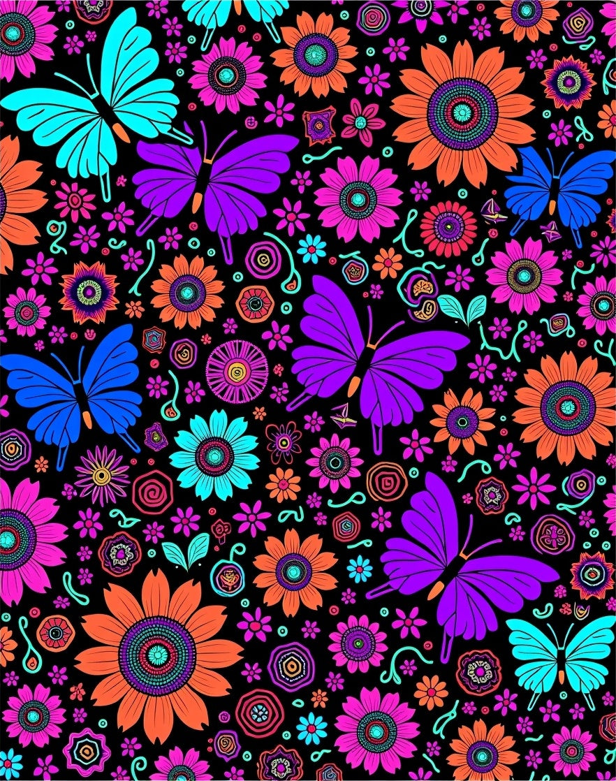 Vibrant Butterfly Floral Medley Rug