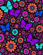 Vibrant Butterfly Floral Medley Rug