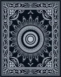 White Sunburst Medallion on Black Rug