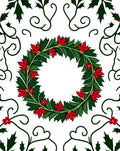 Green Holly Red Poinsettia Wreath Rug