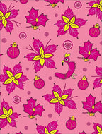 Pink Floral Flamingo Ornament Collage Rug