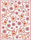 Red Bow Tie Cats Snowflake Whimsical Rug
