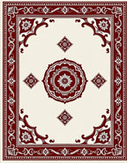 Crimson Rose Mandala Border Rug