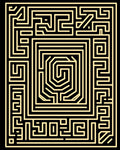 Golden Maze Black Square Rug
