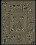 Golden Maze Black Square Rug