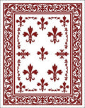 Deep Red Fleur-de-lis Scroll Border Rug
