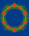 Red Flower Leaf Garland Round Rug