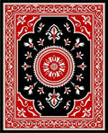 Ornate Red Black Floral Medallion Rug