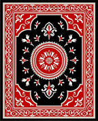 Ornate Red Black Floral Medallion Rug