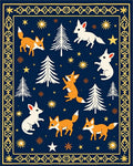 Whimsical Fox Forest Night Scene Rug