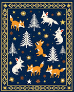 Whimsical Fox Forest Night Scene Rug