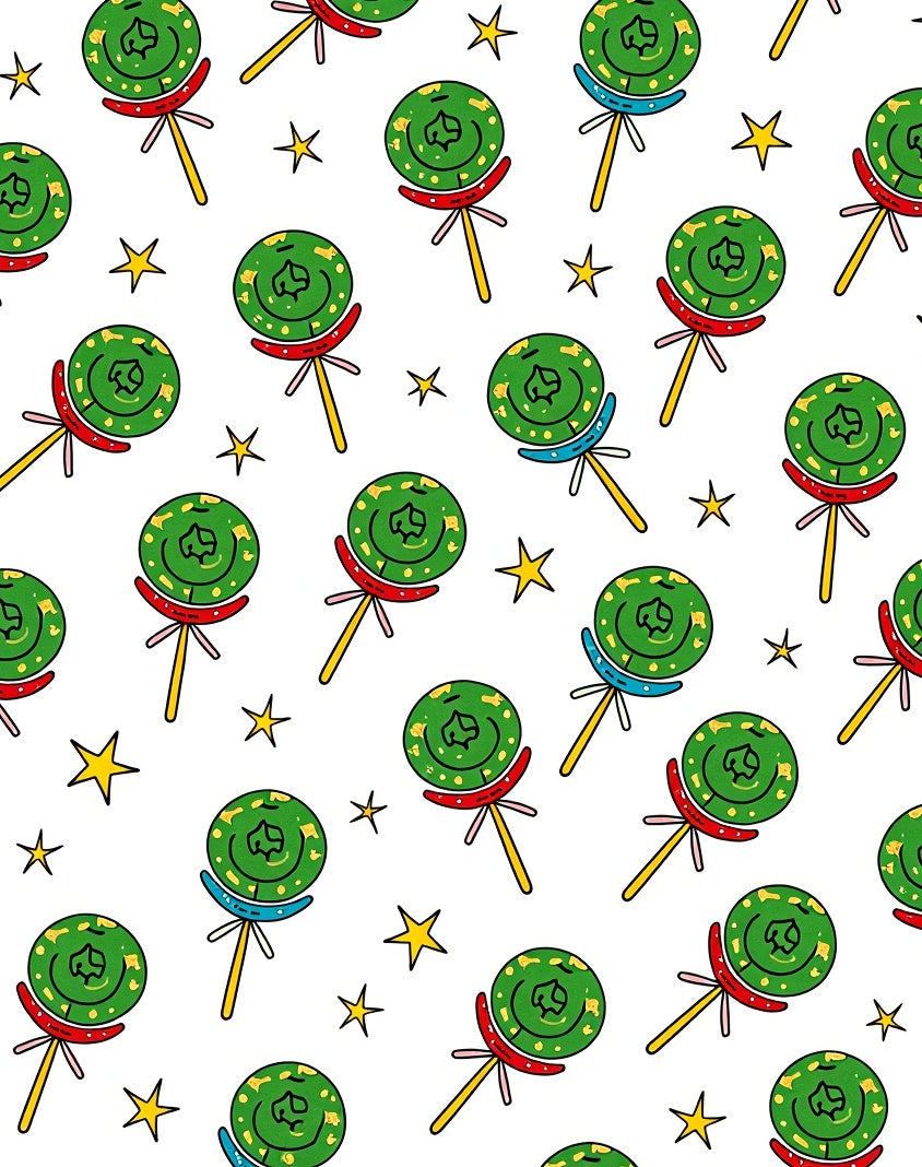 Whimsical Green Lollipop Star Rug