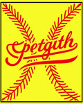 Red Softball Stitch Script Graphic Rug