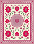 Crimson Blooms Bordered Centerpiece Rug