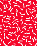 Red White Curvy Lines Scatter Rug