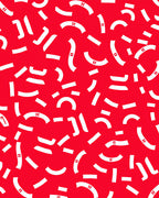 Red White Curvy Lines Scatter Rug
