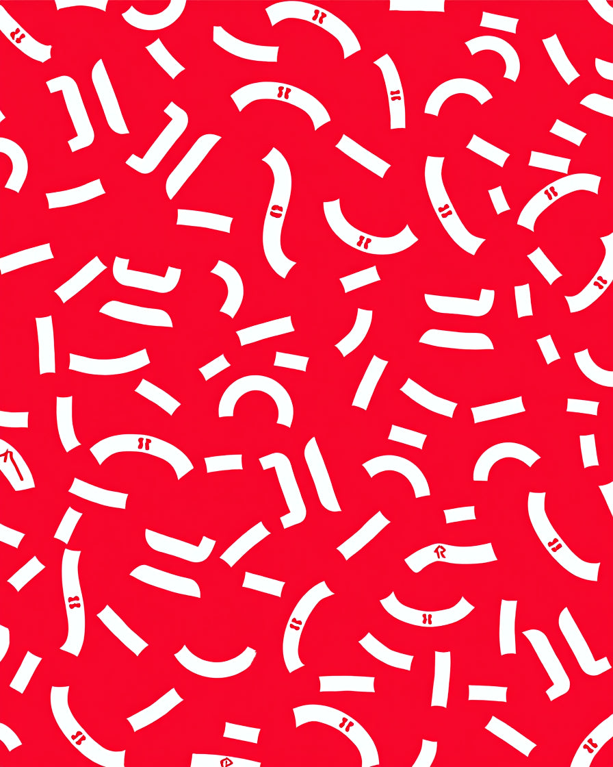 Red White Curvy Lines Scatter Rug
