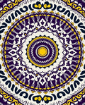 Bold Indigo Yellow Radial Mandala Rug