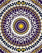 Bold Indigo Yellow Radial Mandala Rug