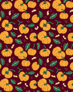 Orange Pumpkin Patch Burgundy Background Rug