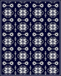 Deep Navy White Floral Medallion Repeat Rug