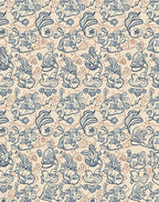 Whimsical Blue Sketchy Figures Rug